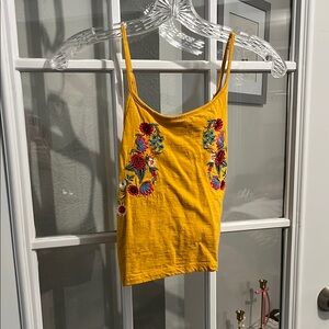 Embroidered Yellow Tank Top